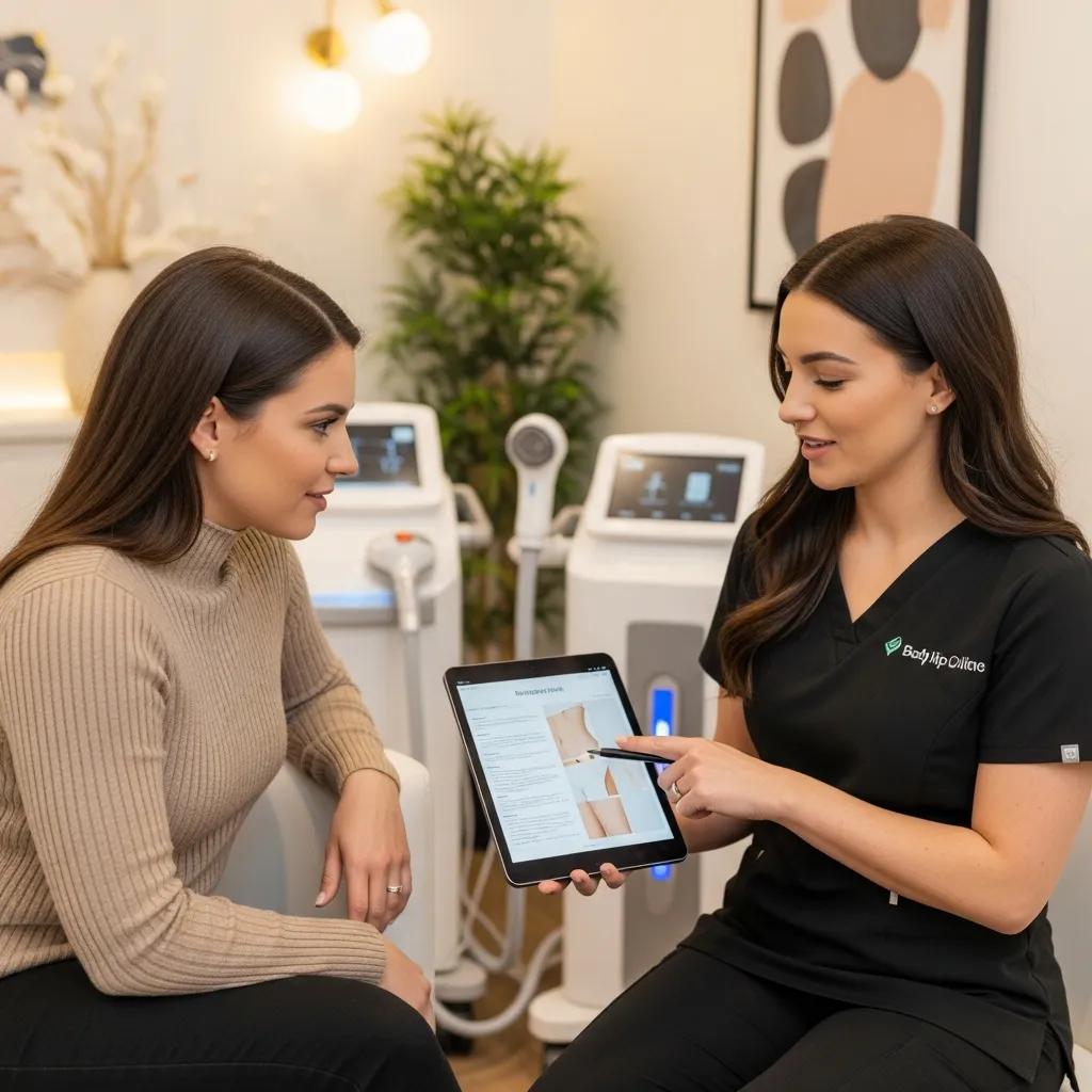 Consultation for a personalized non-invasive body sculpting plan in a modern Vero Beach clinic